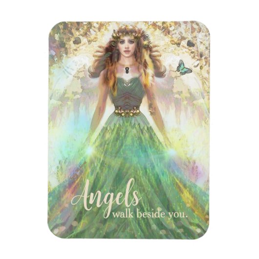 Healing Green Forest Angel – Engelen lopen naast j Magneet (Verticaal)