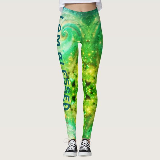 Healing Green: "Ik ben gezegend Groen" Leggings (Voorkant)