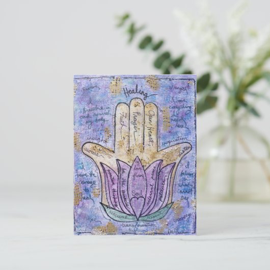 Healing Hamsa Briefkaart (Staand voorkant)