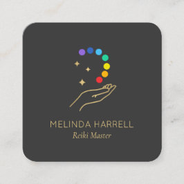 Healing Hand Logo Reiki, Massage, Wellness Grey Vierkante Visitekaartje