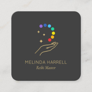 Healing Hand Logo Reiki, Massage, Wellness Grey Vierkante Visitekaartje