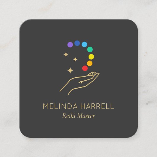 Healing Hand Logo Reiki, Massage, Wellness Grey Vierkante Visitekaartje (Voorkant)