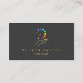 Healing Hand Logo Reiki, Massage, Wellness Grey Visitekaartje (Voorkant)