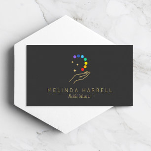 Healing Hand Logo Reiki, Massage, Wellness Grey Visitekaartje