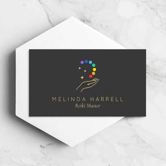 Healing Hand Logo Reiki, Massage, Wellness Grey Visitekaartje