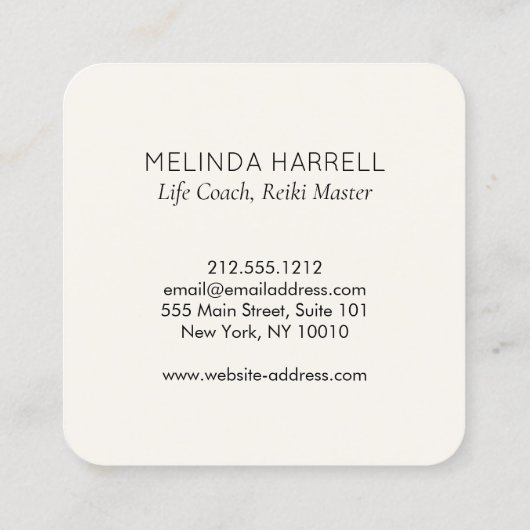 Healing Hand Logo Reiki, Massage, Wellness Ivoor Vierkante Visitekaartje (Achterkant)