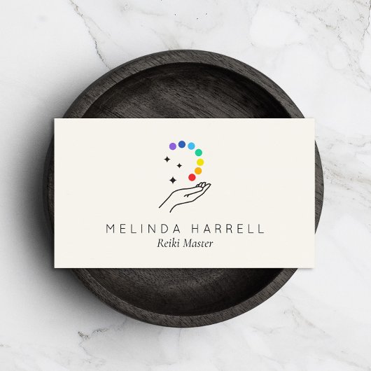 Healing Hand Logo Reiki, Massage, Wellness Ivoor Visitekaartje