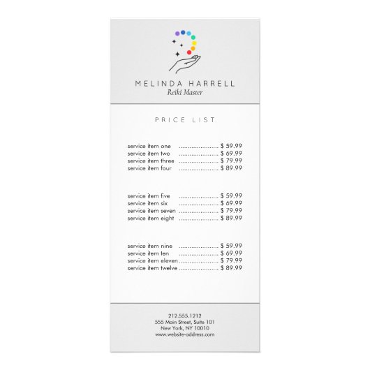 Healing Hand Logo Reiki, Massage, Wellness Lt Grey Reclamekaart (Voorkant)
