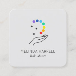 Healing Hand Logo Reiki, Massage, Wellness Lt Grey Vierkante Visitekaartje
