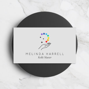 Healing Hand Logo Reiki, Massage, Wellness Lt Grey Visitekaartje