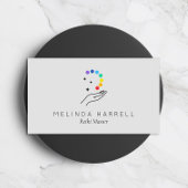 Healing Hand Logo Reiki, Massage, Wellness Lt Grey Visitekaartje