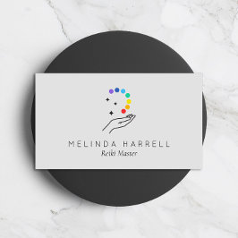 Healing Hand Logo Reiki, Massage, Wellness Lt Grey Visitekaartje