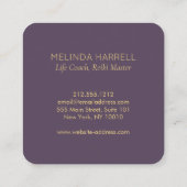 Healing Hand Logo Reiki, Massage, Wellness Paarse Vierkante Visitekaartje (Achterkant)