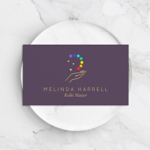 Healing Hand Logo Reiki, Massage, Wellness Paarse Visitekaartje