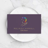 Healing Hand Logo Reiki, Massage, Wellness Paarse Visitekaartje