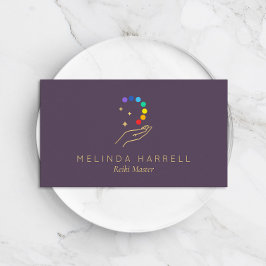 Healing Hand Logo Reiki, Massage, Wellness Paarse Visitekaartje