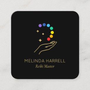 Healing Hand Logo Reiki, Massage, Wellness Zwart Vierkante Visitekaartje