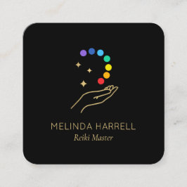 Healing Hand Logo Reiki, Massage, Wellness Zwart Vierkante Visitekaartje