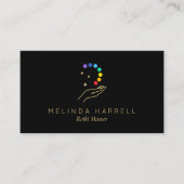 Healing Hand Logo Reiki, Massage, Wellness Zwart Visitekaartje (Voorkant)