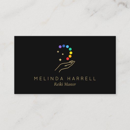 Healing Hand Logo Reiki, Massage, Wellness Zwart Visitekaartje (Voorkant)