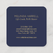 Healing Hand Logo Reiki, Massagetherapie Donkerbla Vierkante Visitekaartje (Achterkant)