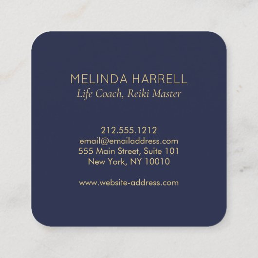 Healing Hand Logo Reiki, Massagetherapie Donkerbla Vierkante Visitekaartje (Achterkant)