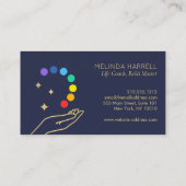 Healing Hand Logo Reiki, Massagetherapie Donkerbla Visitekaartje (Achterkant)