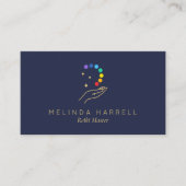 Healing Hand Logo Reiki, Massagetherapie Donkerbla Visitekaartje (Voorkant)