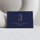 Healing Hand Logo Reiki, Massagetherapie Donkerbla Visitekaartje