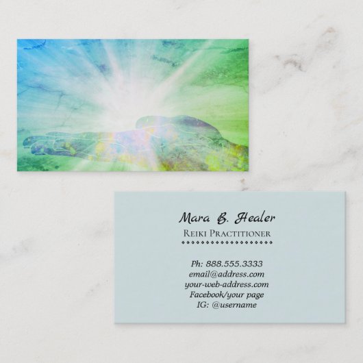 ~ Healing Hand Rays Beams Light Energy Healer Visitekaartje (Voorkant / Achterkant)