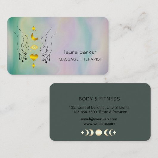 Healing Handen Massage Thearapist Holistische Fitn Visitekaartje (Voorkant / Achterkant)