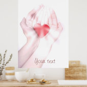 Healing handen met rood hart zelf aanpassen poster (Keuken)