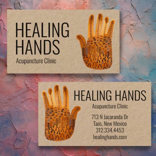 Healing Handen Waterverf Boho Kraft Visitekaartje