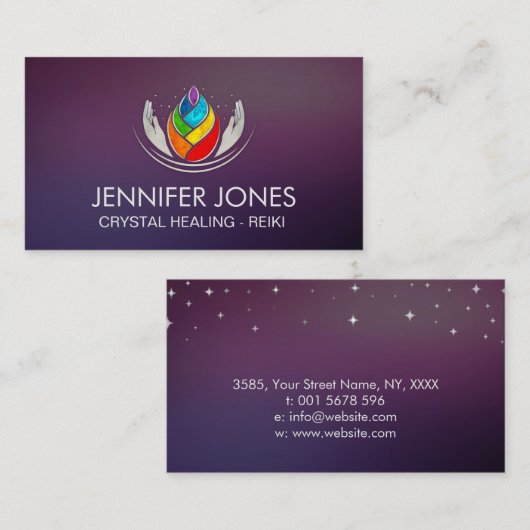 Healing Hands - Chakras - Lotus Petal Business Car Visitekaartje (Voorkant / Achterkant)