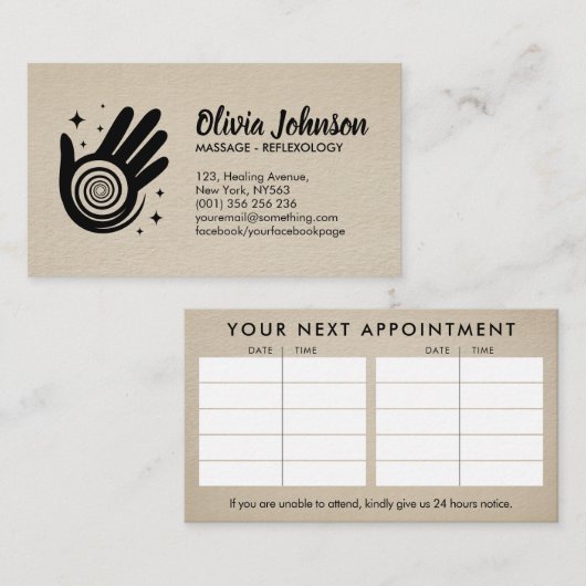 Healing Hands Energy Spiral Appointes Visitekaartje (Voorkant / Achterkant)