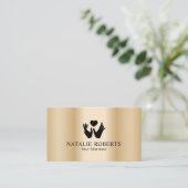 Healing Hands & Heart Massage Therapy Modern Gold Visitekaartje (Staand voorkant)
