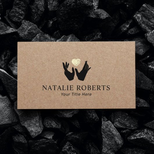 Healing Hands & Heart Massage Therapy Rustic Kraft Visitekaartje