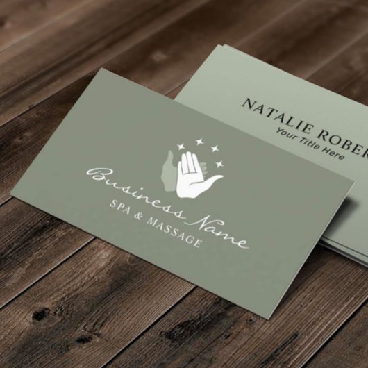 Healing Hands Massage Therapy SPA Sage Green Visitekaartje