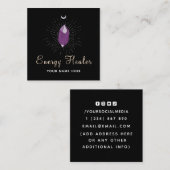 Healing Hands &Paarse Diamond Modern Elegant Zwart Vierkante Visitekaartje (Voorkant / Achterkant)