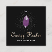 Healing Hands &Paarse Diamond Modern Elegant Zwart Vierkante Visitekaartje (Voorkant)