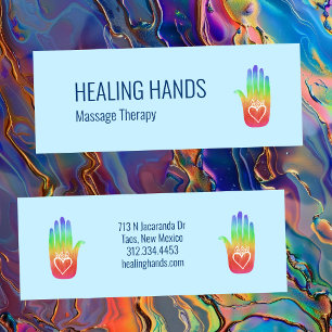 Healing Hands Rainbow Colorful Hamsa Hearts Mini Visitekaartje