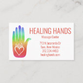 Healing Hands Rainbow Colorful Painted Hamsa Heart Visitekaartje (Achterkant)