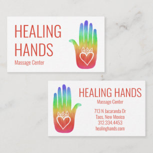 Healing Hands Rainbow Colorful Painted Hamsa Heart Visitekaartje