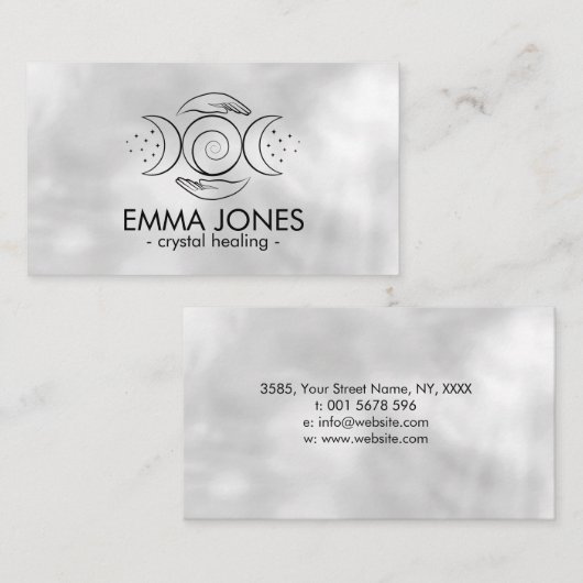 Healing Hands - Triple Moon - zwart Visitekaartje (Voorkant / Achterkant)