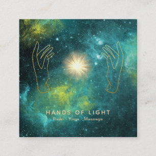 *~* Healing Hands Universe Cosmic Stars Lichten Vierkante Visitekaartje