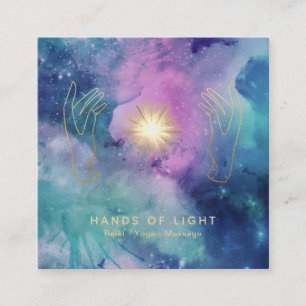 *~* Healing Hands Universe Cosmic Stars Light Vierkante Visitekaartje