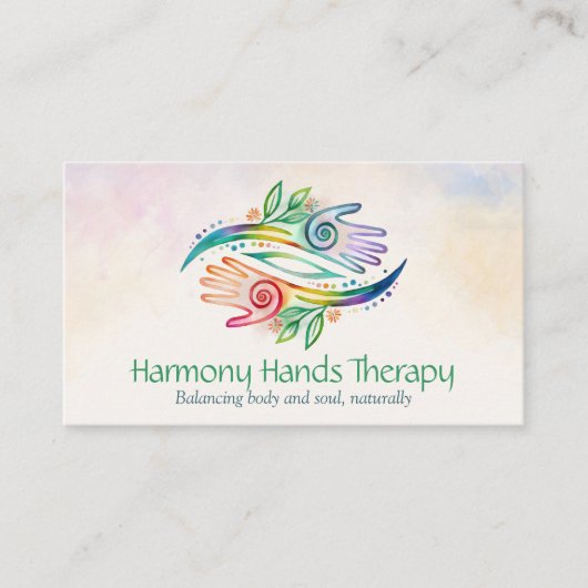 Healing Hands Waterverf Art Visitekaartje (Voorkant)