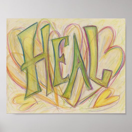 Healing Healing Healing Word Art Inspirerend Poste Poster (Voorkant)