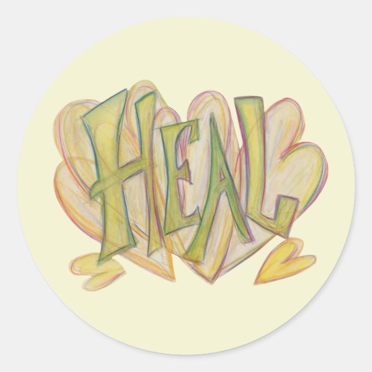 Healing Heart Word Art Inspirerend Sticker Decline (Voorkant)