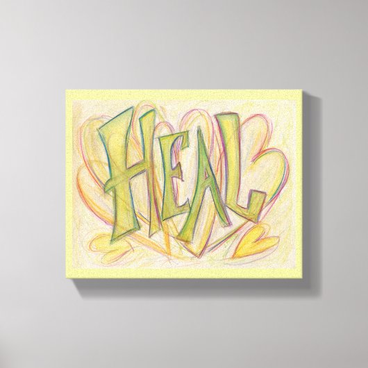 Healing Heart Word Art schilderen Gewikkelde canva Canvas Afdruk (Voorkant)